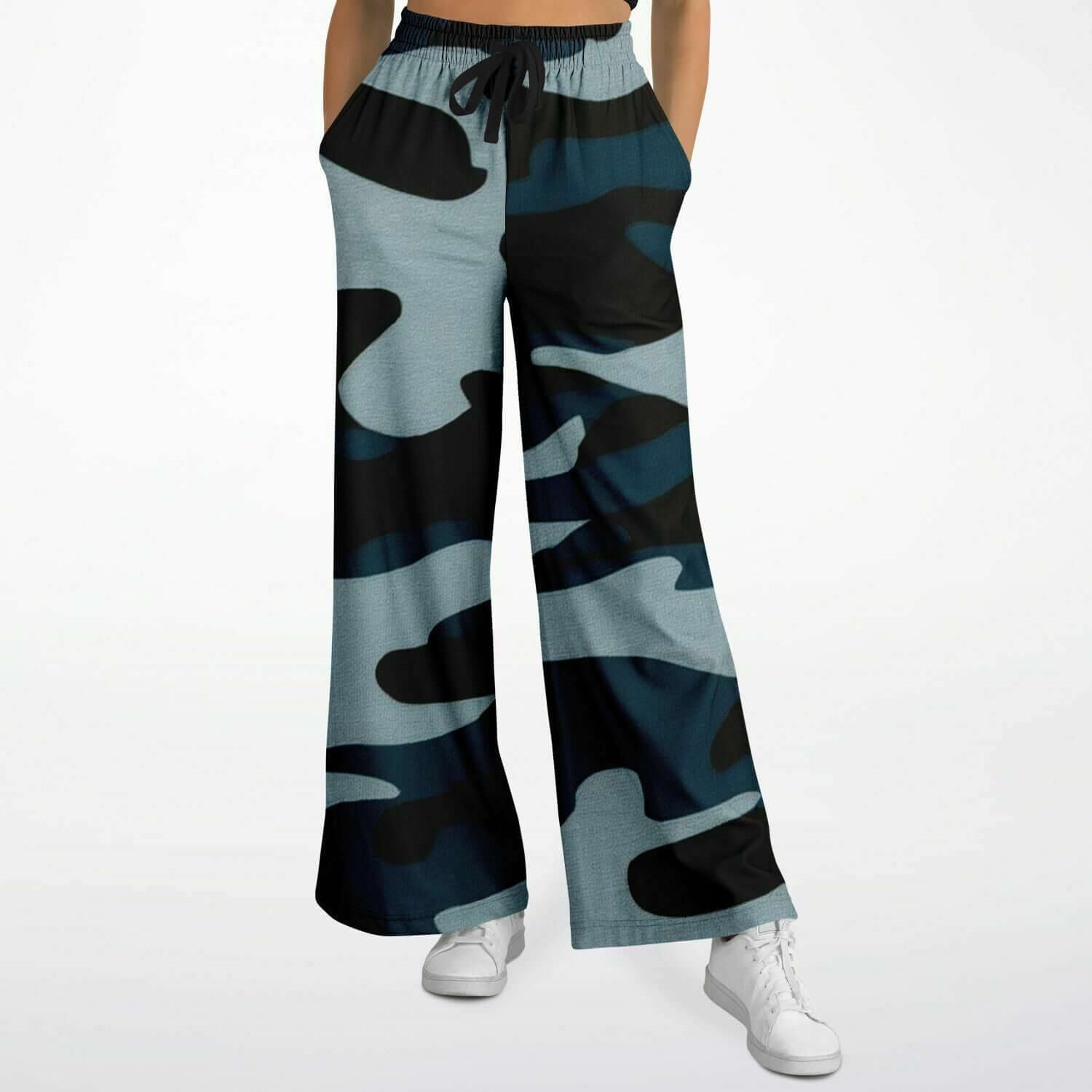 Women's Wide Leg Pants | Commando Blue HD Print