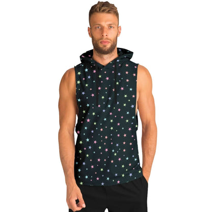 Black Sleeveless Hoodie For Men | Confetti Stars