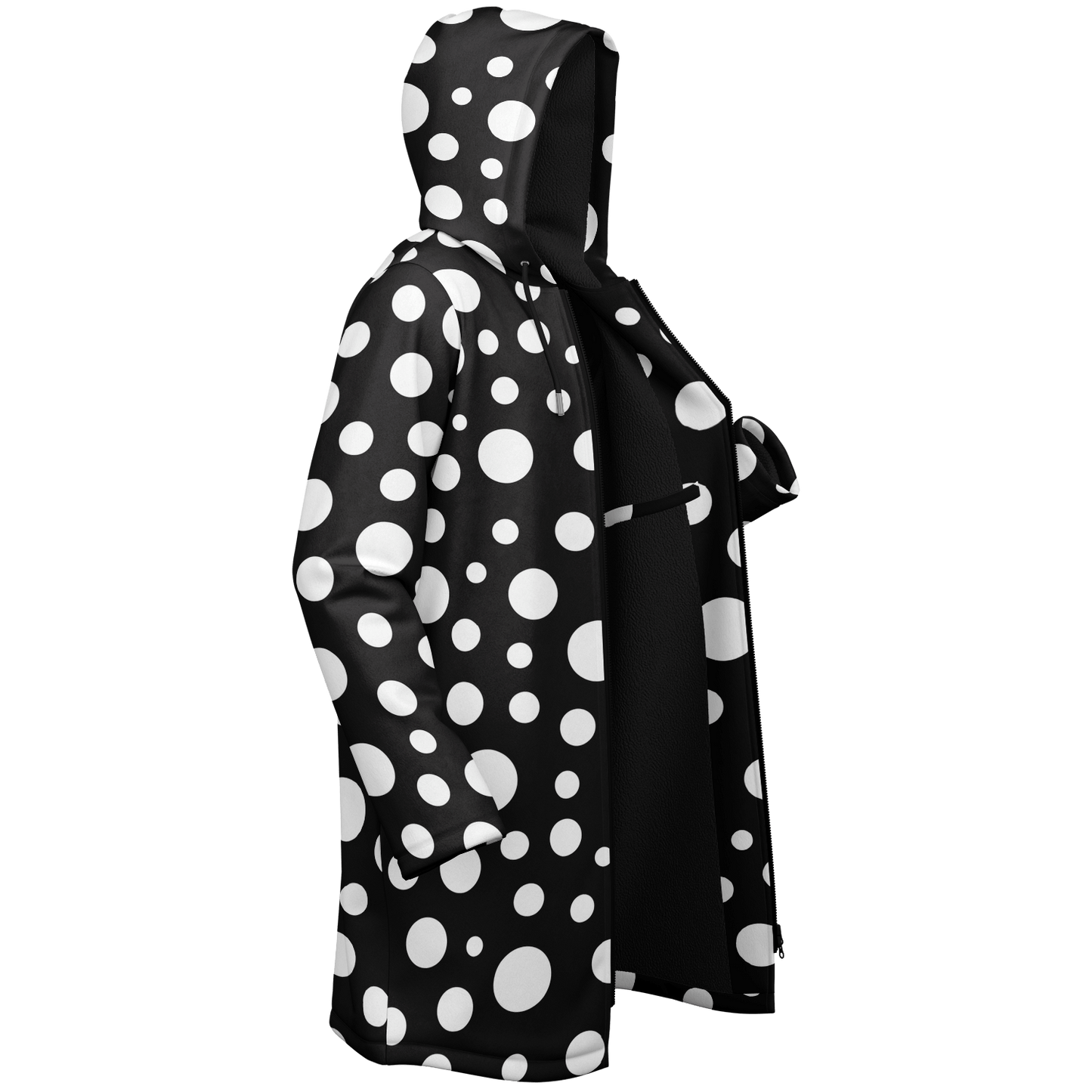 Black & White Polka Dots Cloak With a Zipper