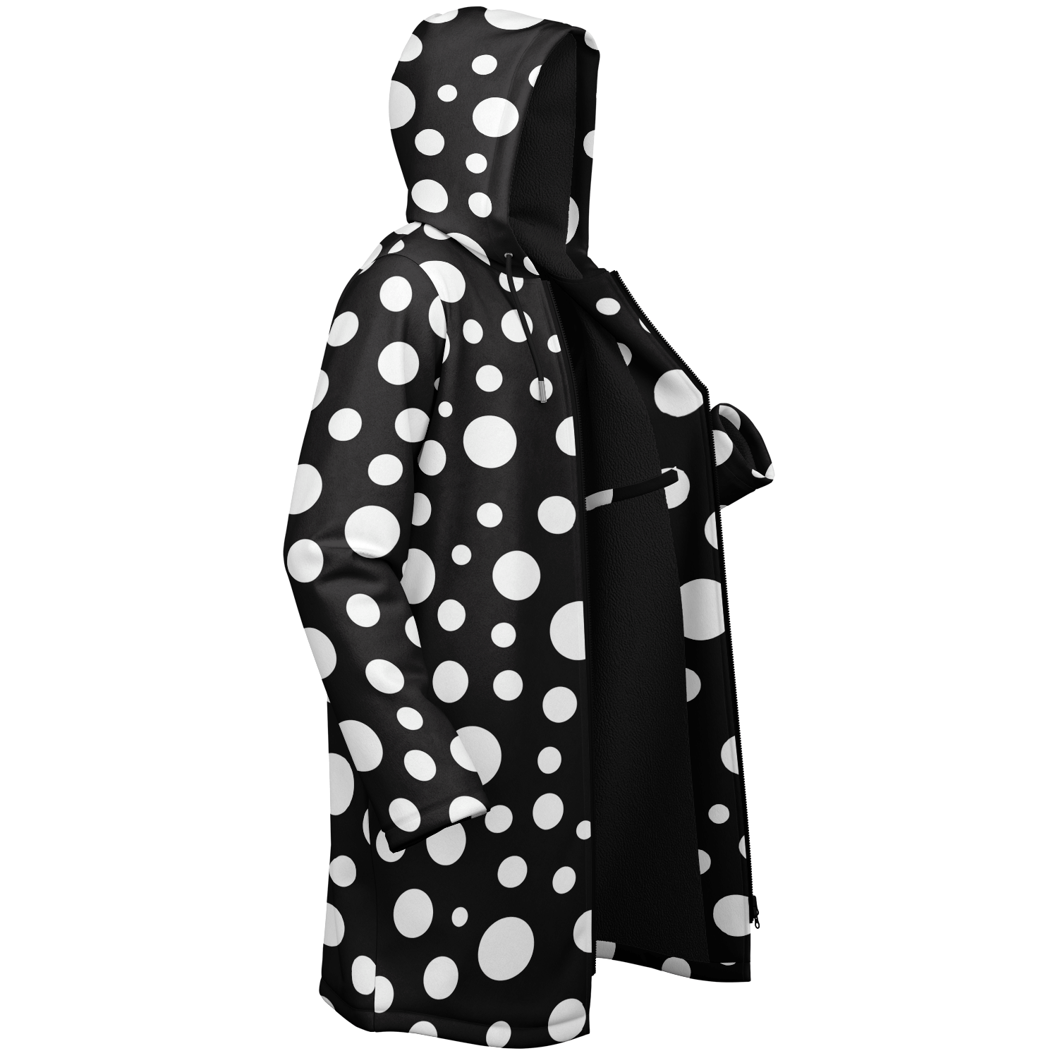 Black & White Polka Dots Cloak With a Zipper