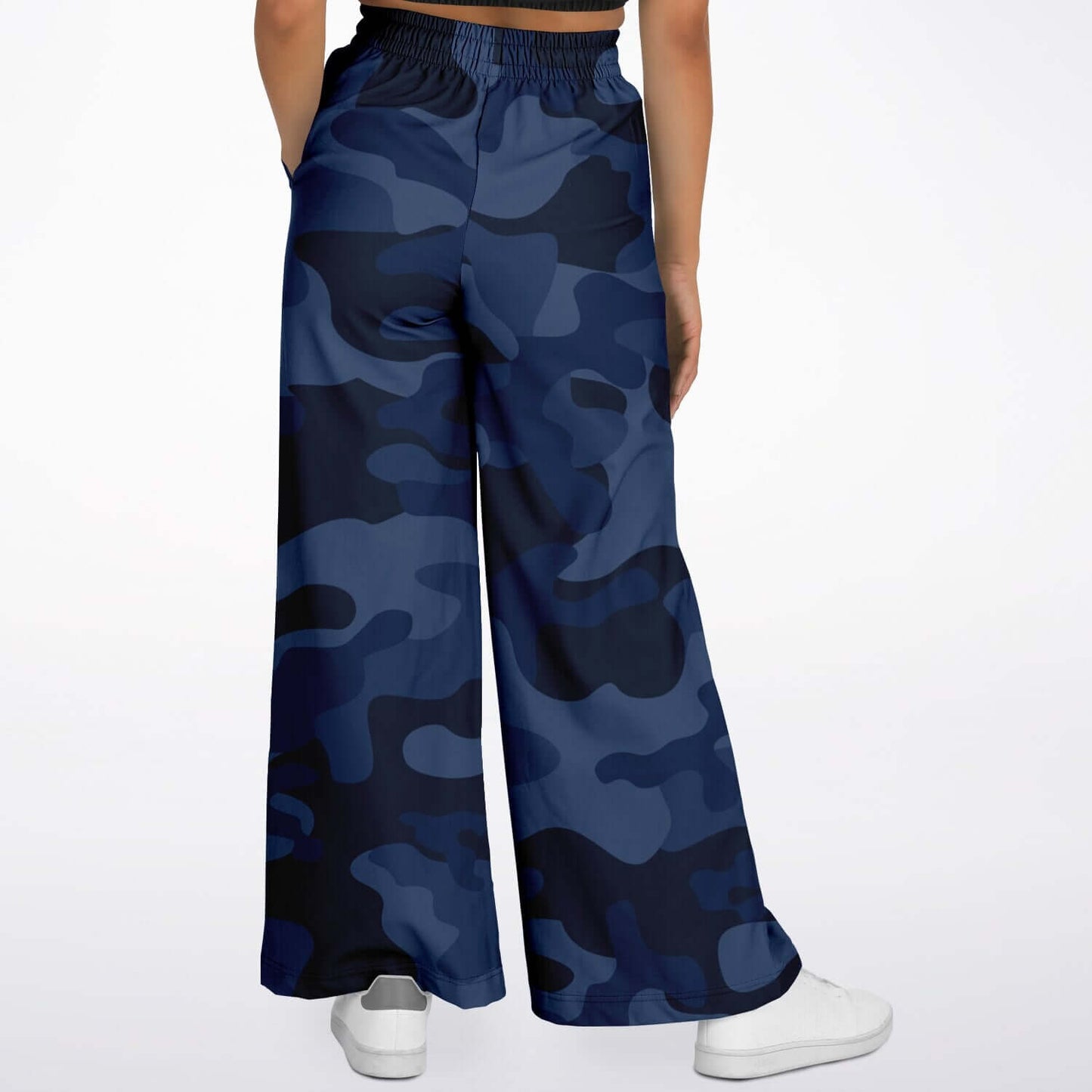 Camo Wide Leg Pants For Women | Deep Blue