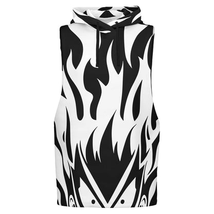 Black & White Dragon Ball Flames | Sleeveless Hoodie