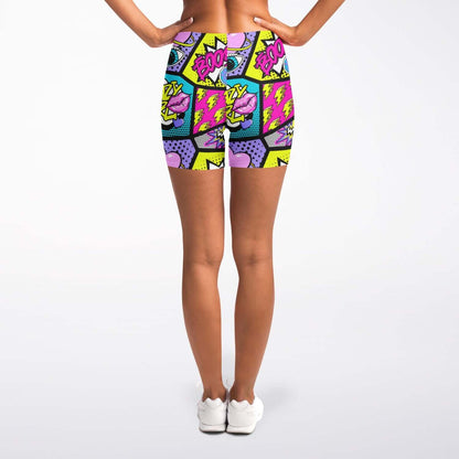 Short Leggings | Pink Blue Yellow Pop Art