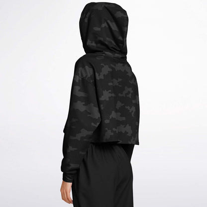 Military Black Camo Cropped Hoodie