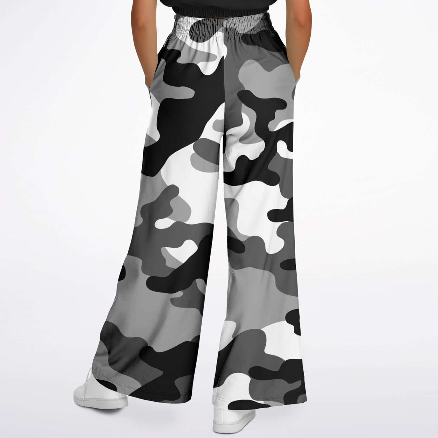 Camo Wide Leg Pants For Women | Black Gray & White