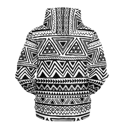 Black & White Tribal Hoodie | Aztec Ethnic Pattern