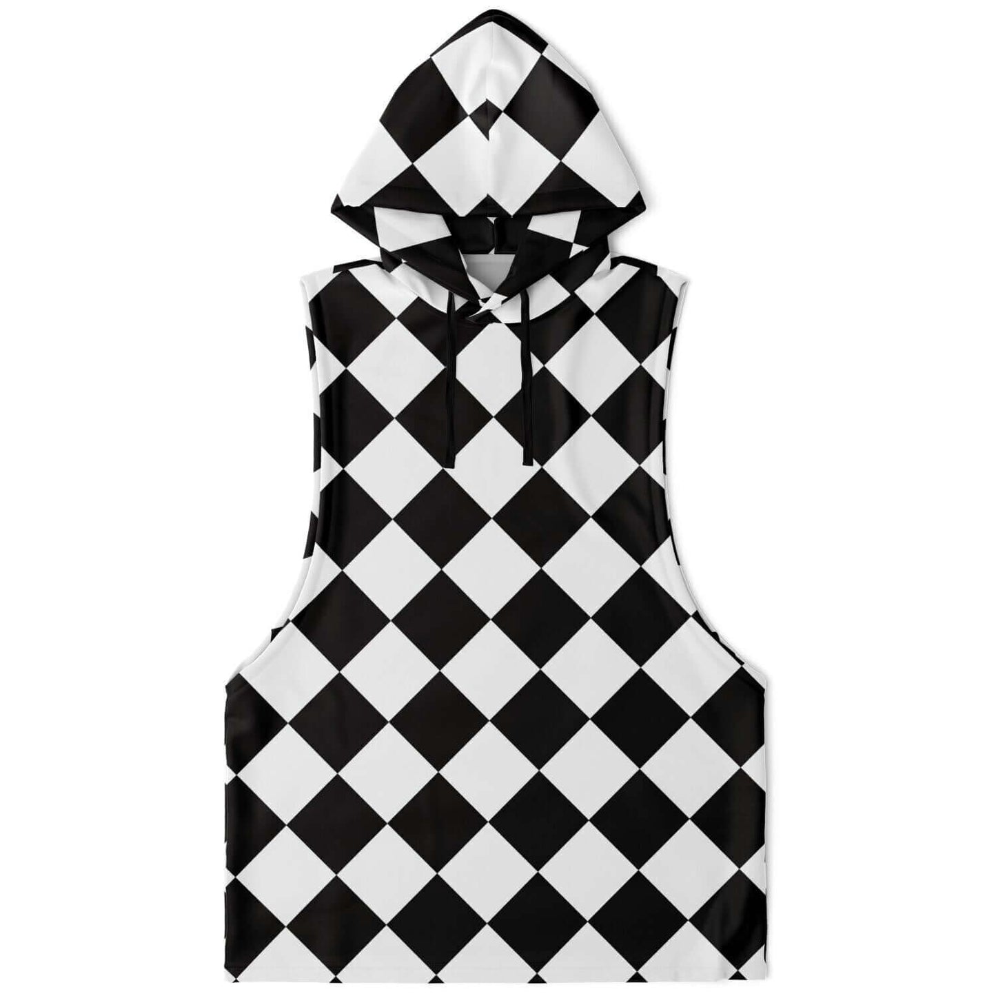 Sleeveless Hoodie For Men | Black & White Diamond