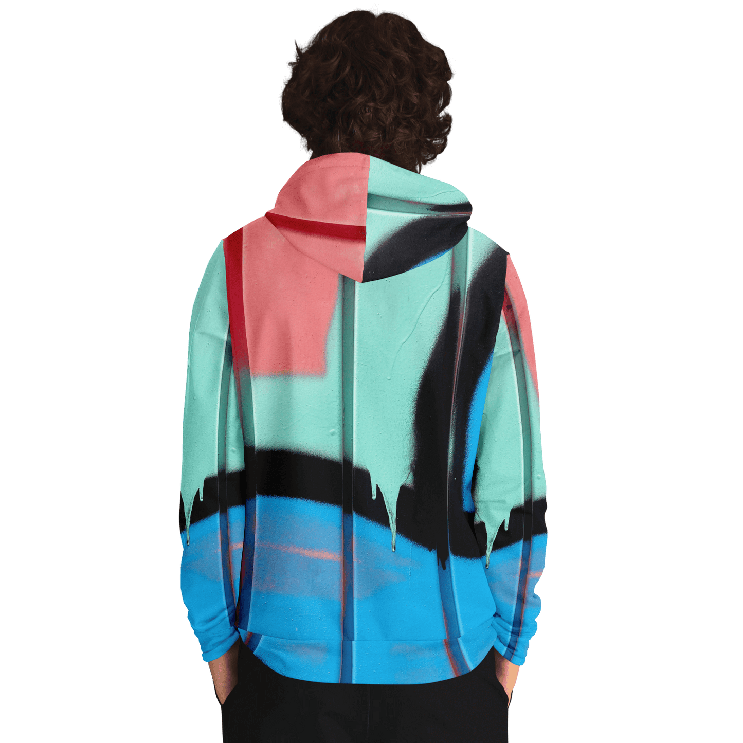 Streetwear Hoodie | Blue, Pink & Mint Green Graffiti Art