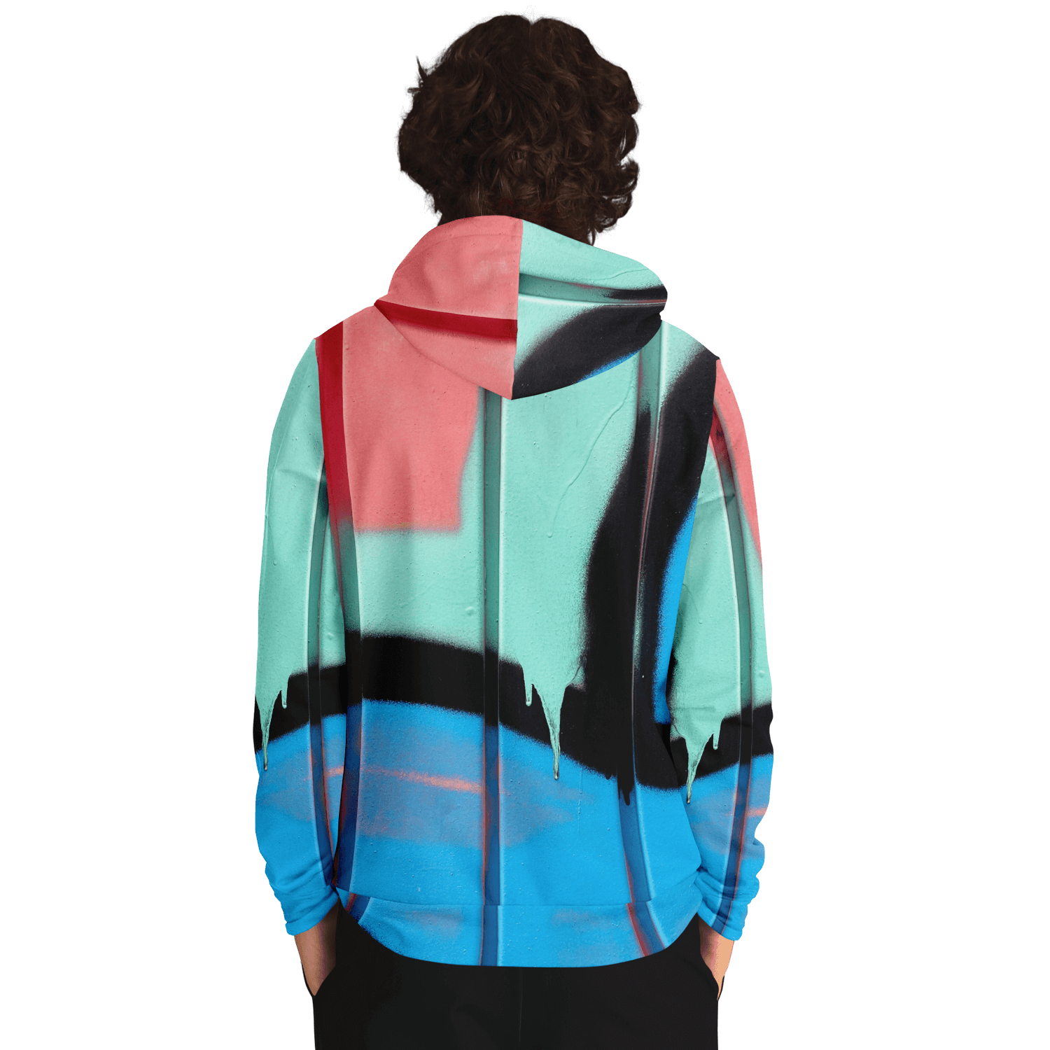 Streetwear Hoodie | Blue, Pink & Mint Green Graffiti Art