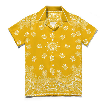 Yellow Bandana Cuban Collar Shirt