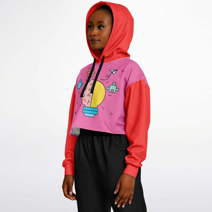 Red & Pink Brain Bulb Cropped Hoodie