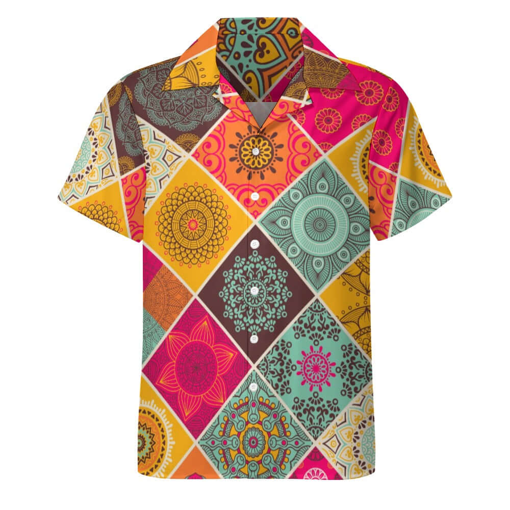 Vintage Mandala Cuban Collar Shirt