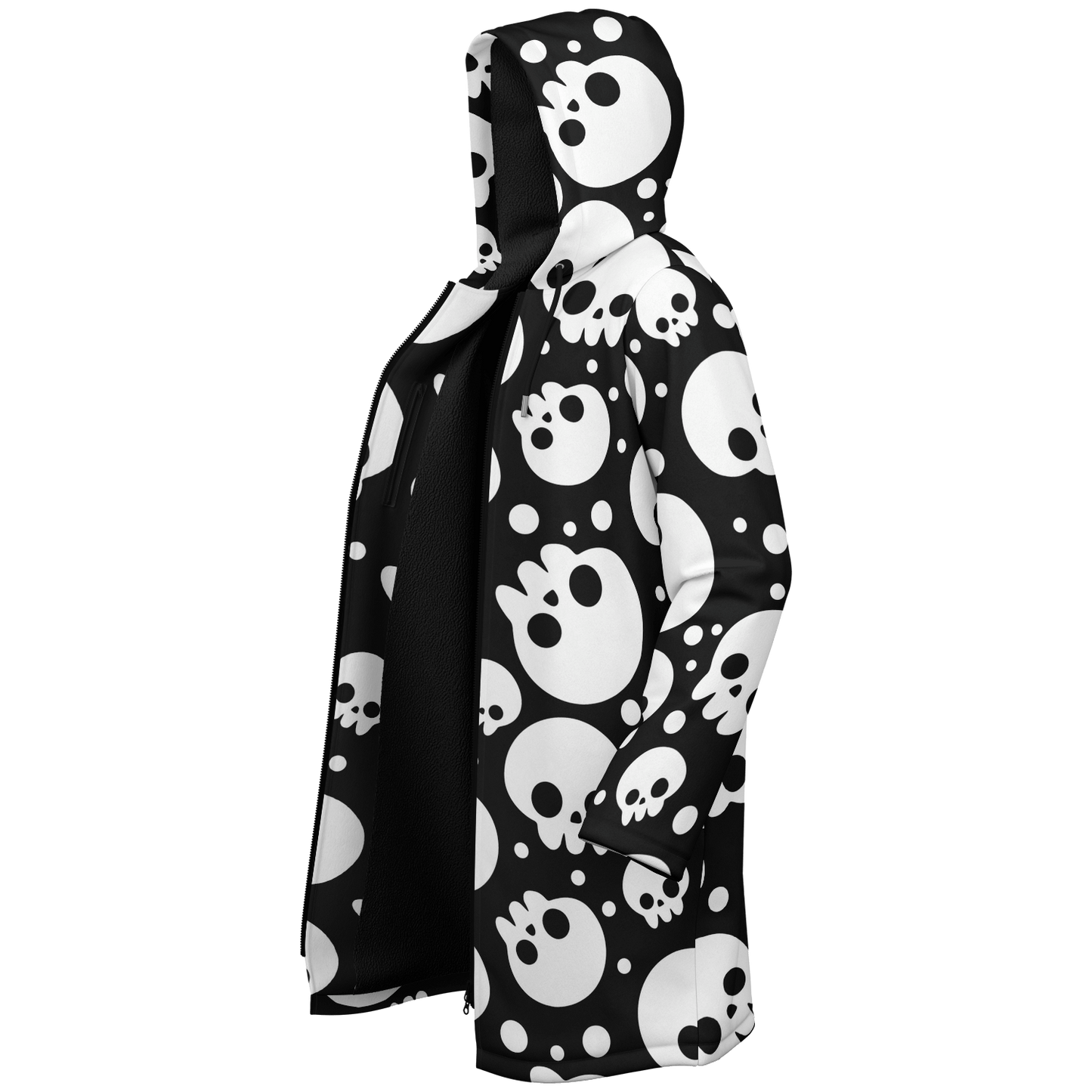 Black & White Skulls Cloak With a Zipper