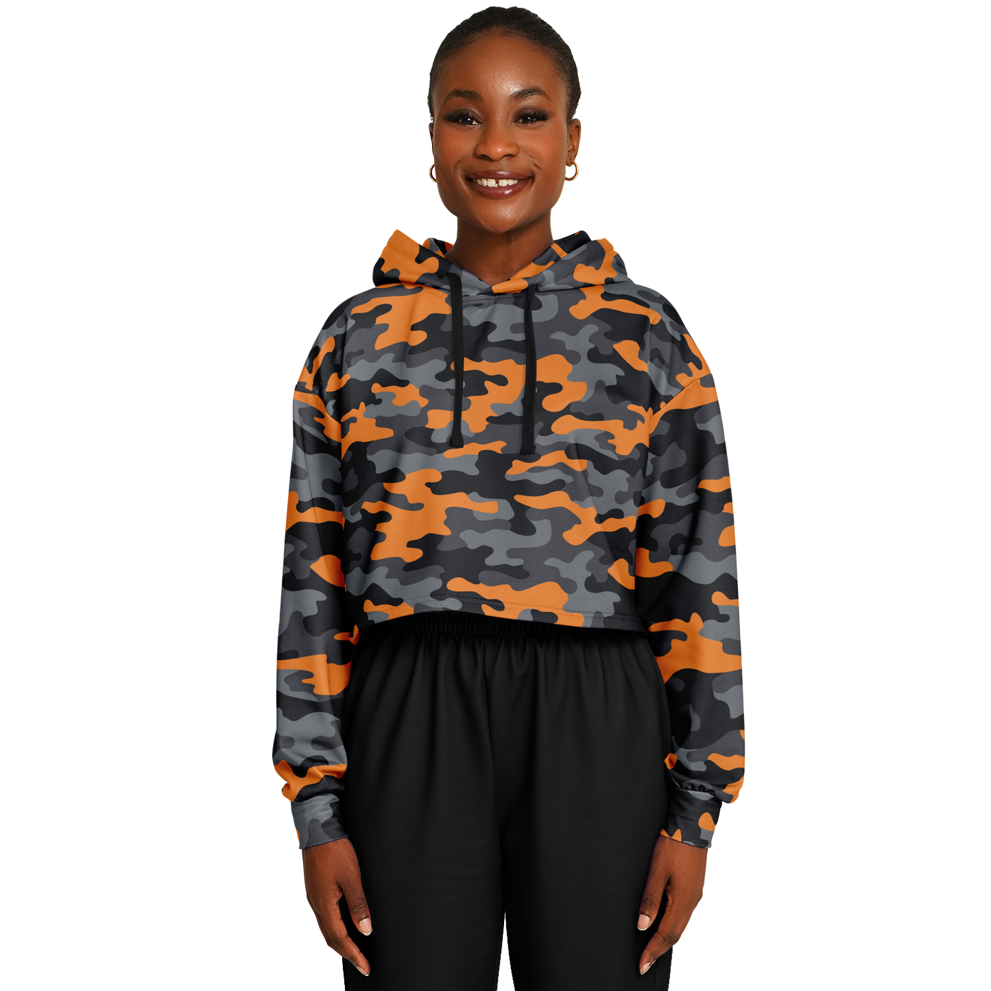 Cropped Hoodie | Military Orange, Gray & Black