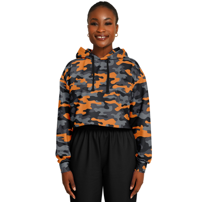 Cropped Hoodie | Military Orange, Gray & Black