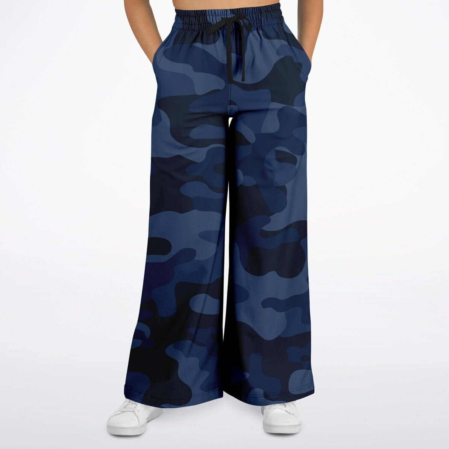 Camo Wide Leg Pants For Women | Deep Blue