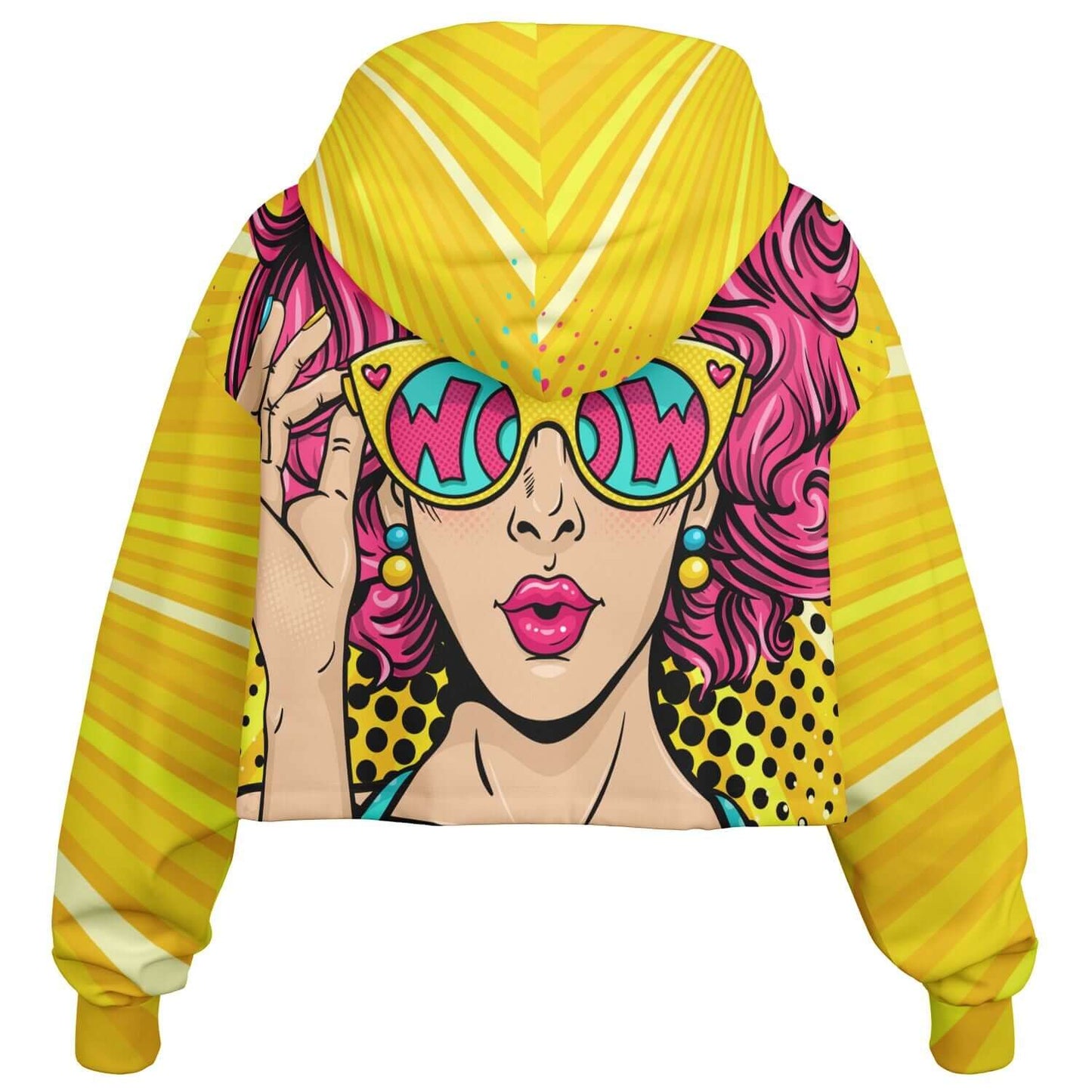 WOW Lady Yellow Cropped Hoodie