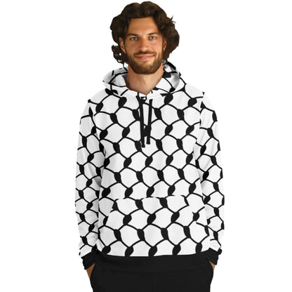 Keffiyeh Hoodie | Unisex | Black & White Large Knots