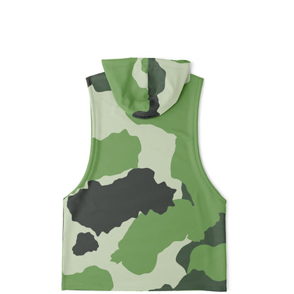 Khaki Commando Sleeveless Hoodie For Men | HD Print