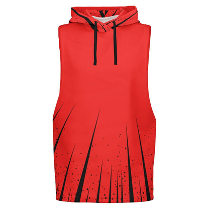 Red Sleeveless Hoodie | Black Spikes