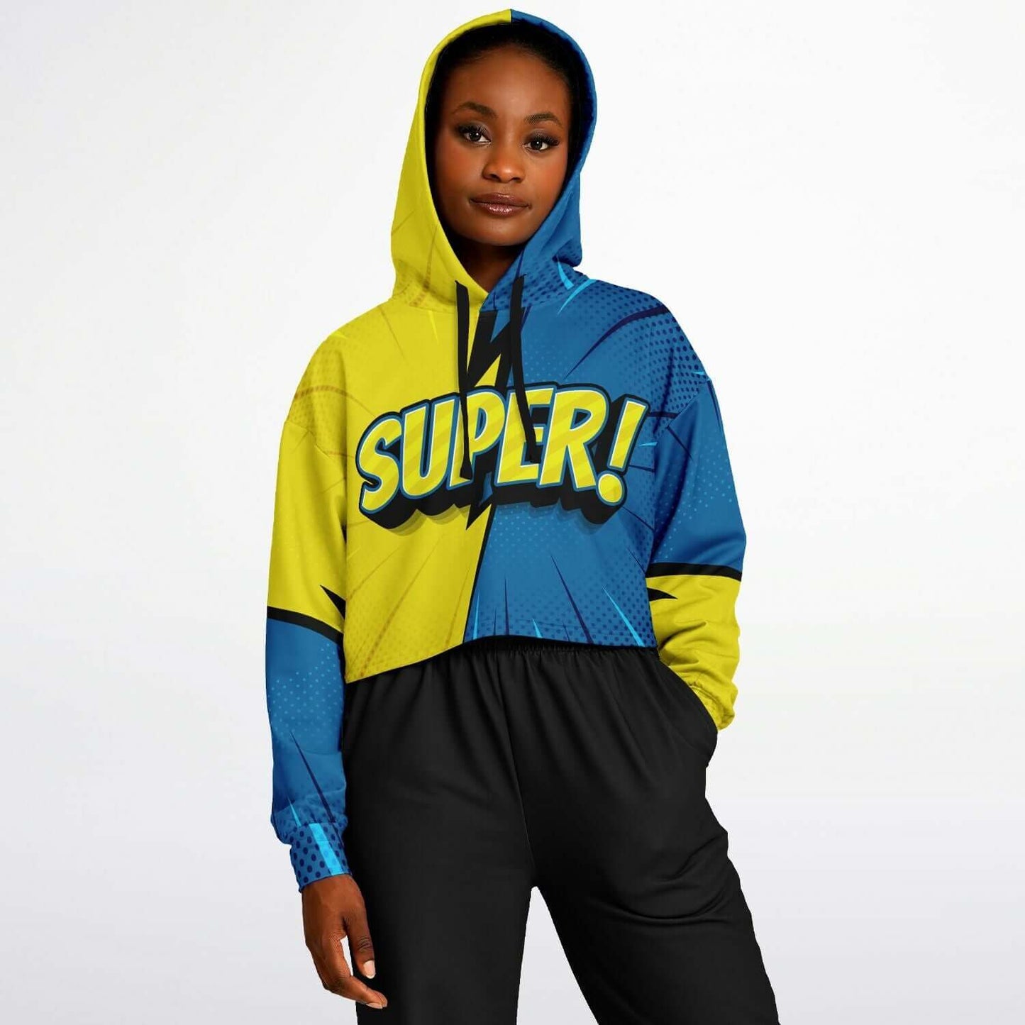 SUPER! Pop Art Cropped Hoodie