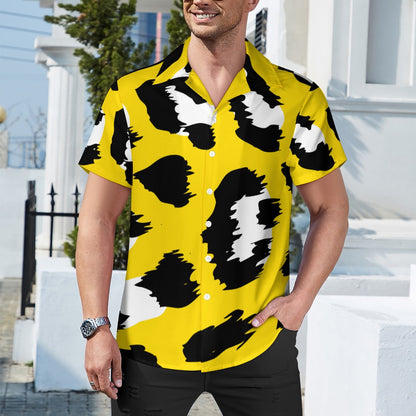 Yellow Leopard Cuban Collar Shirt
