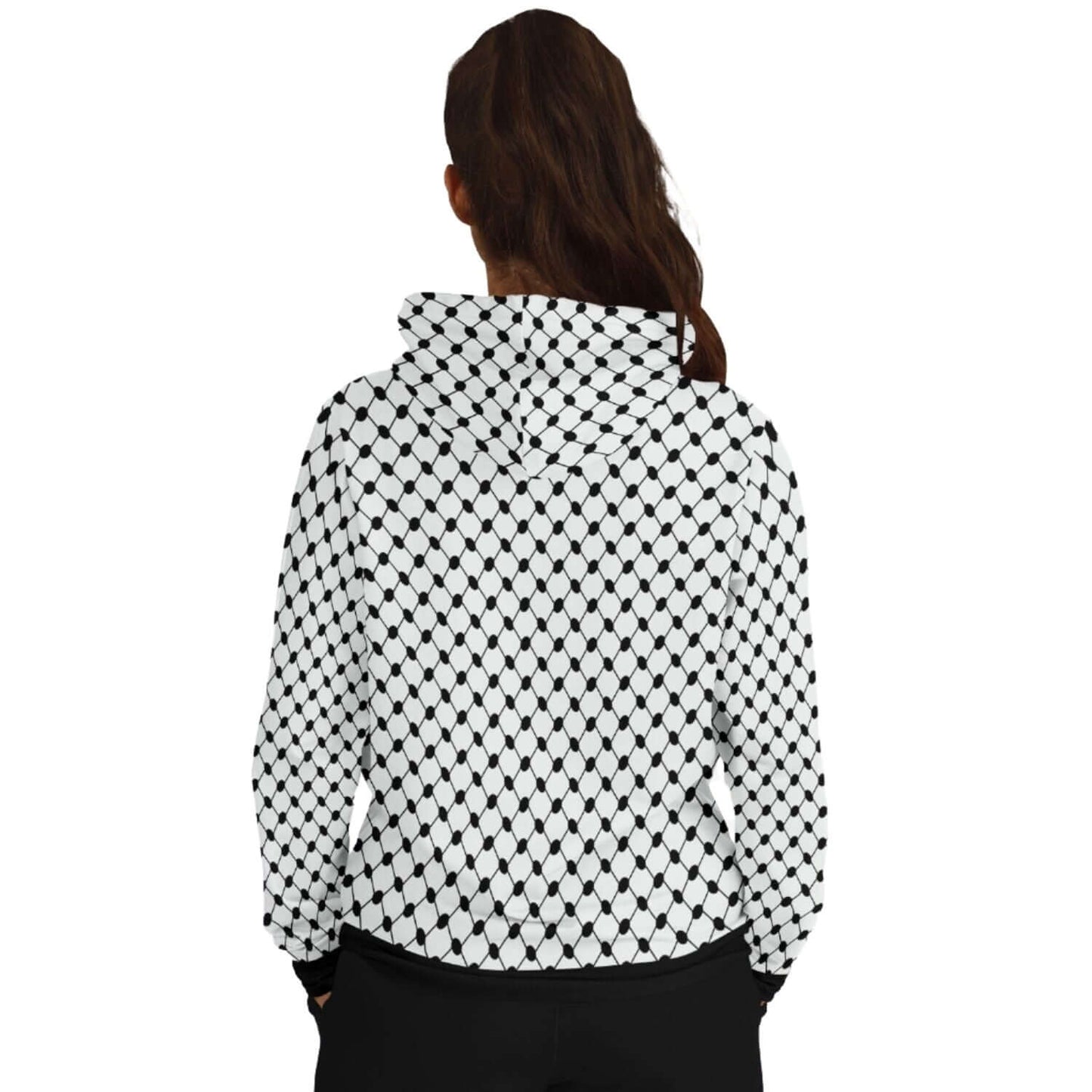 Keffiyeh Hoodie | Unisex | Black & White Small Knots