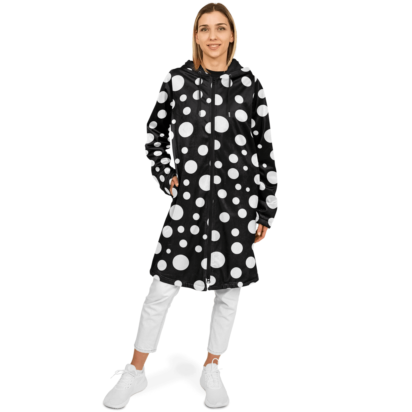 Black & White Polka Dots Cloak With a Zipper