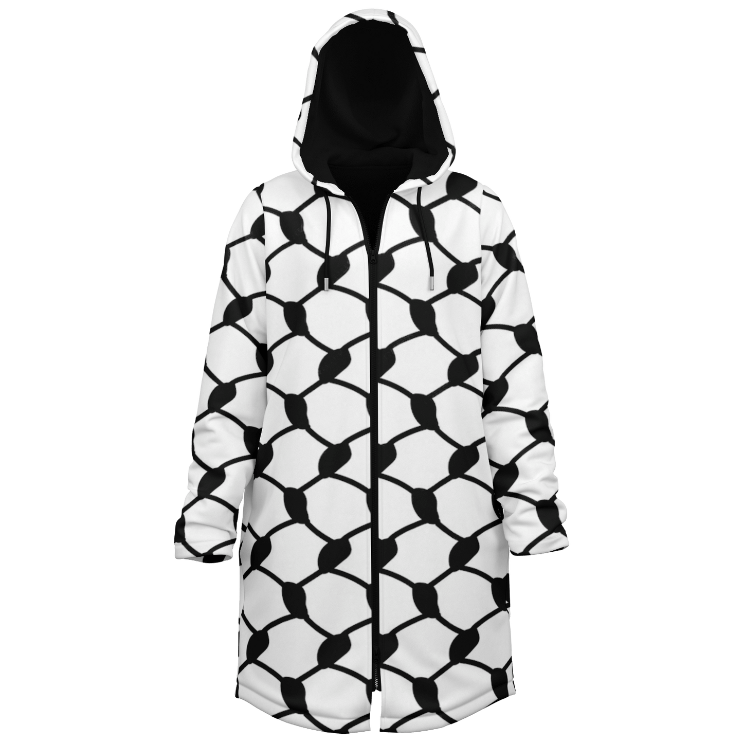 Keffiyeh Cloak With a Zipper | Black & White HD Print