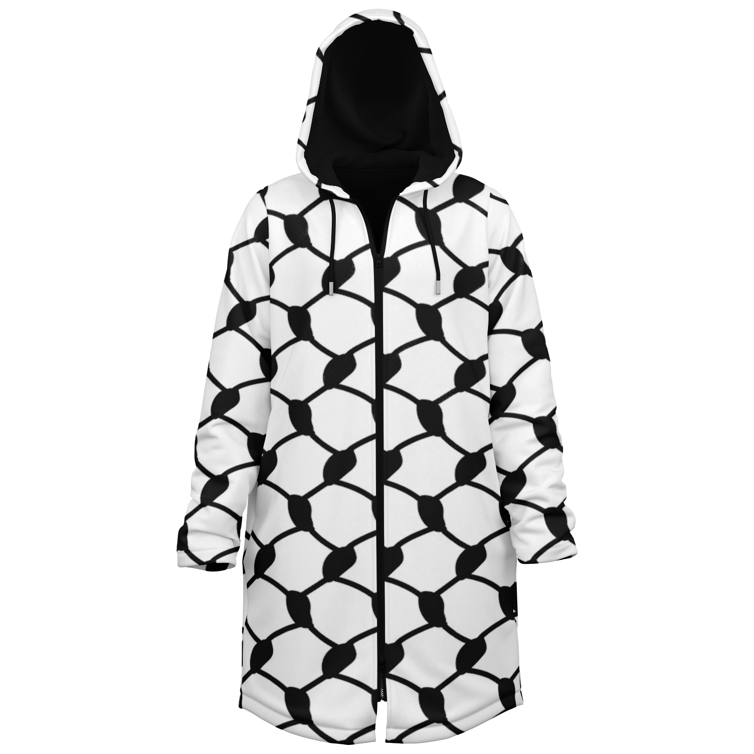 Keffiyeh Cloak With a Zipper | Black & White HD Print