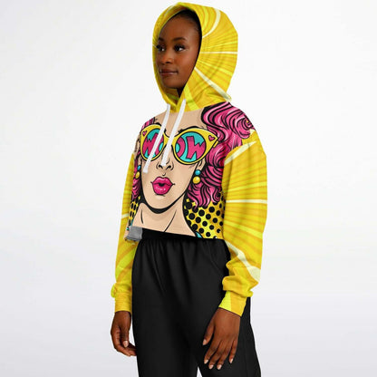 WOW Lady Yellow Cropped Hoodie