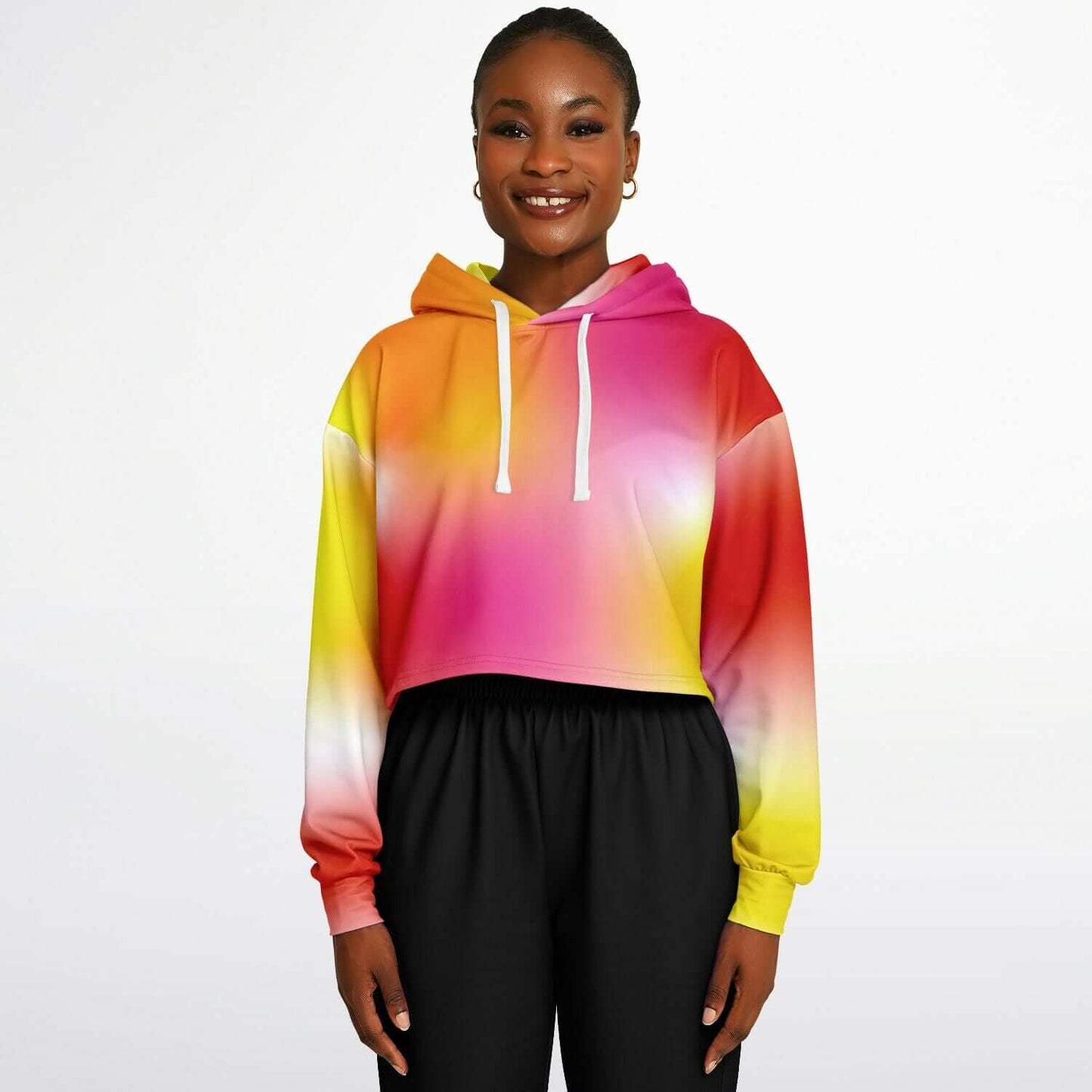 Orange Yellow Gradient Cropped Hoodie