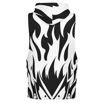 Black & White Dragon Ball Flames | Sleeveless Hoodie