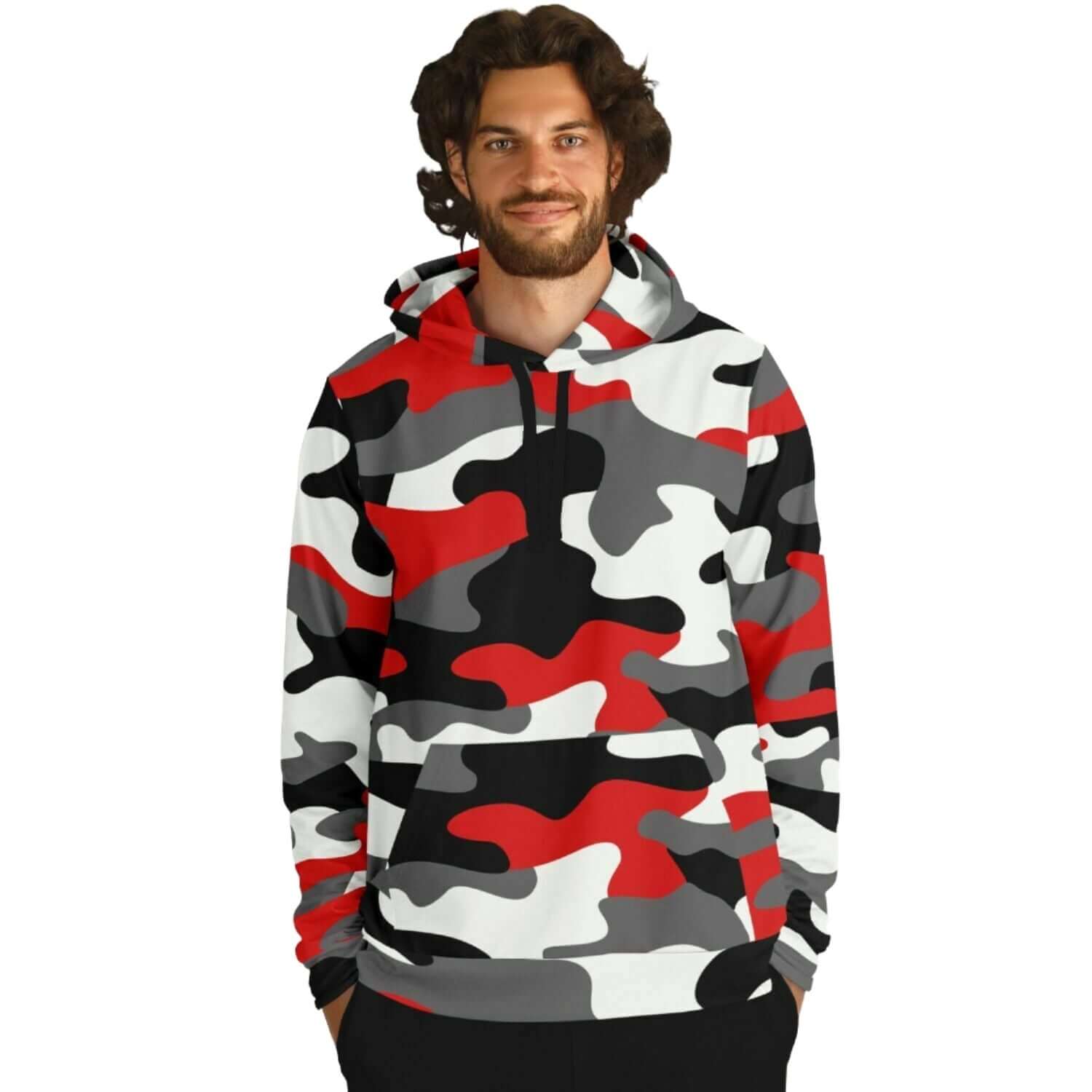 Milano Red Black & White Camouflage Hoodie | Unisex