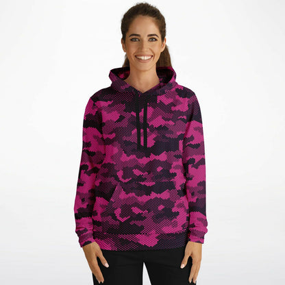 Pixel Camo Hoodie | Blackberry & French Rose Camouflage