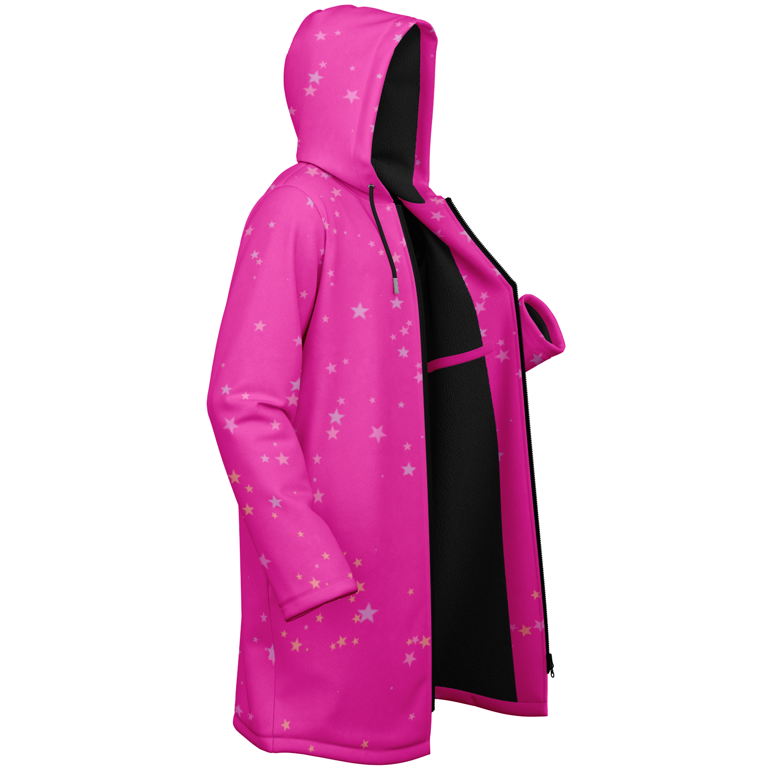 Funky Deep Pink Stars Zipper Cloak | Ribooa