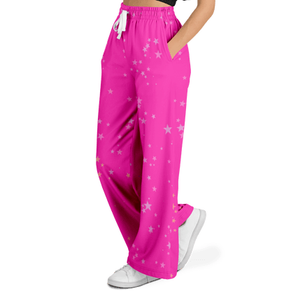 Women's Wide Leg Pants | Pink Stars HD Print