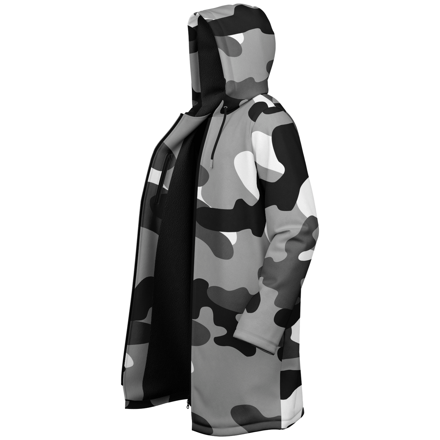 Gray Black & White Camo Cloak With a Zipper