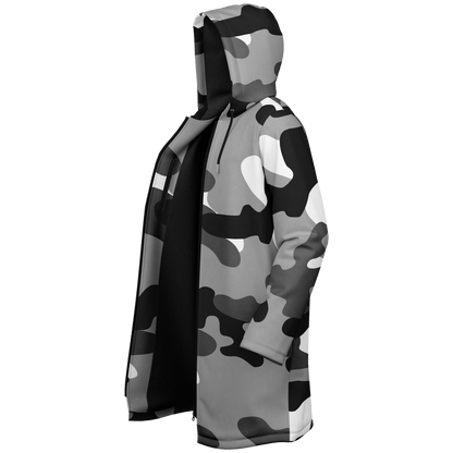 Gray Black & White Camo Cloak With a Zipper