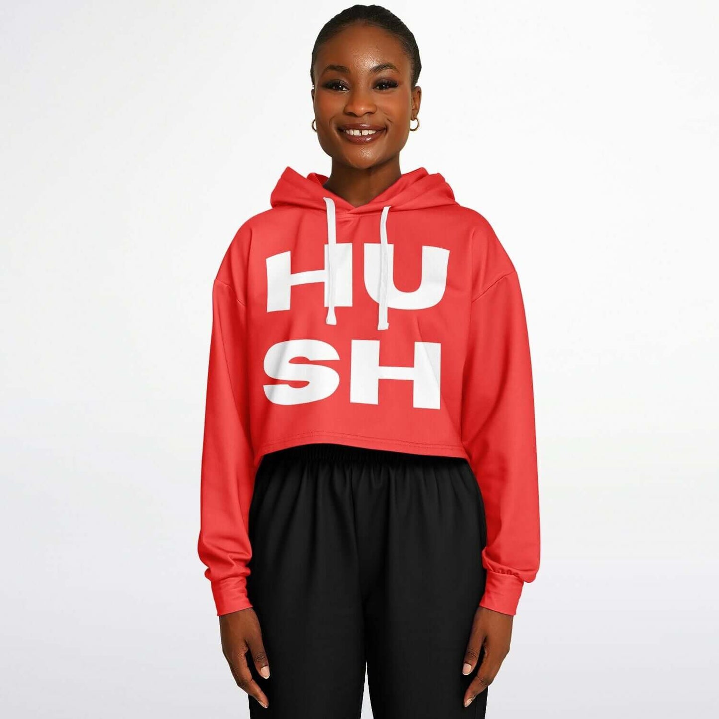 Red HUSH Cropped Hoodie