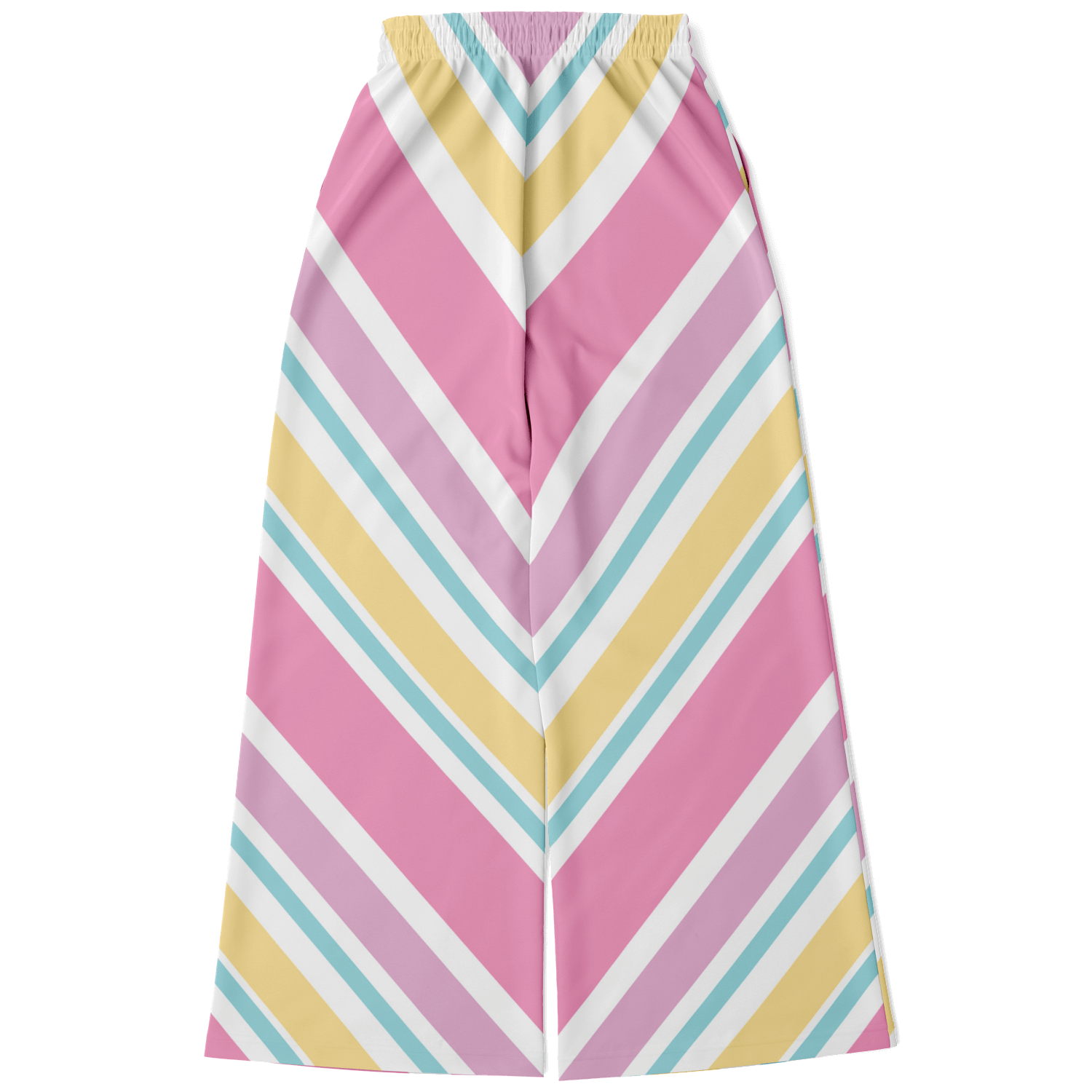 Women's Wide Leg Pants | Pink Yellow White Pastel Rainbow