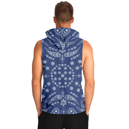 Nile Blue Bandana Sleeveless Hoodie For Men