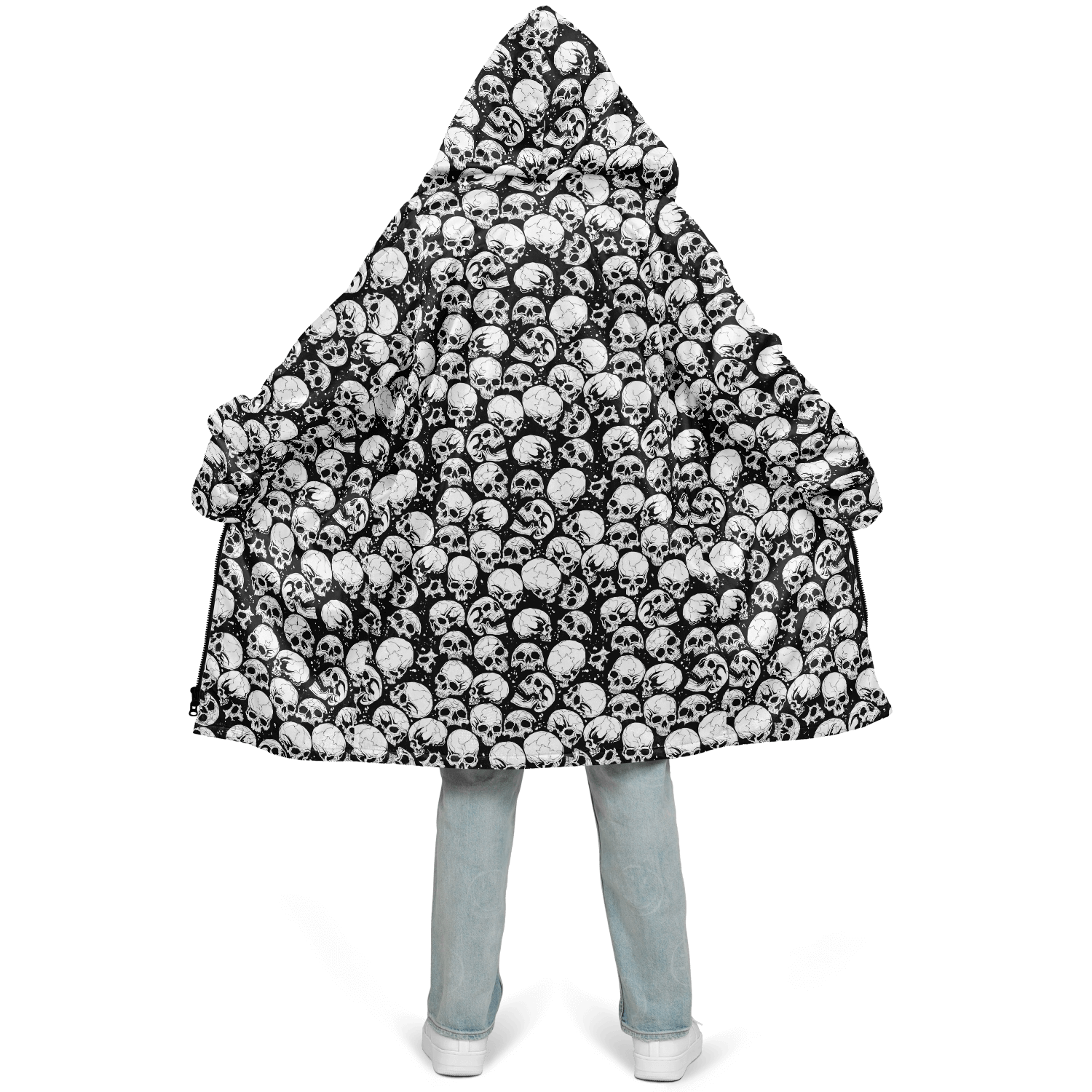 Skulls Zipper Cloak | Black & White