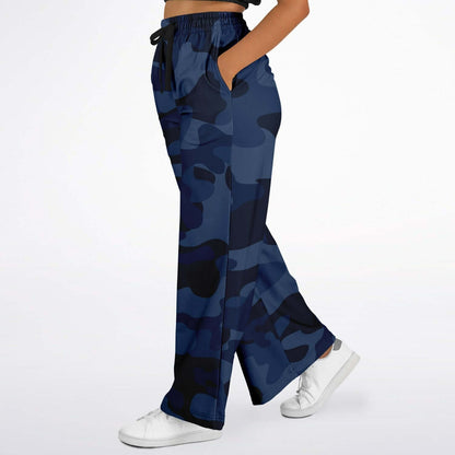 Camo Wide Leg Pants For Women | Deep Blue