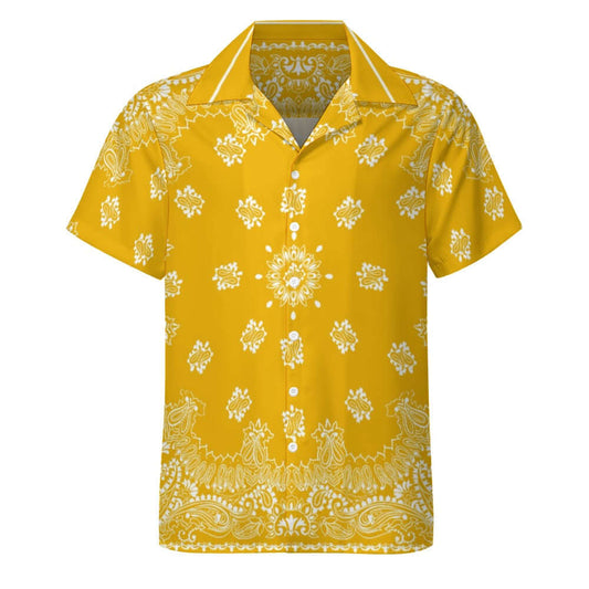 Yellow Bandana Cuban Collar Shirt