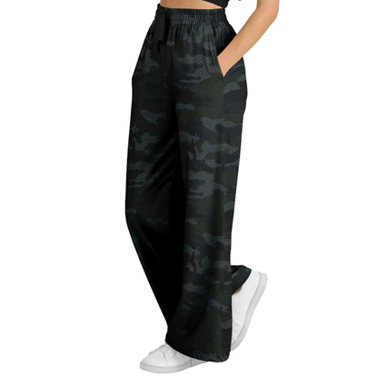 Women's Wide Leg Pants | Military Dark Green Camo