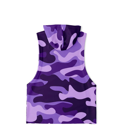 Purple Camo Sleeveless Hoodie For Men