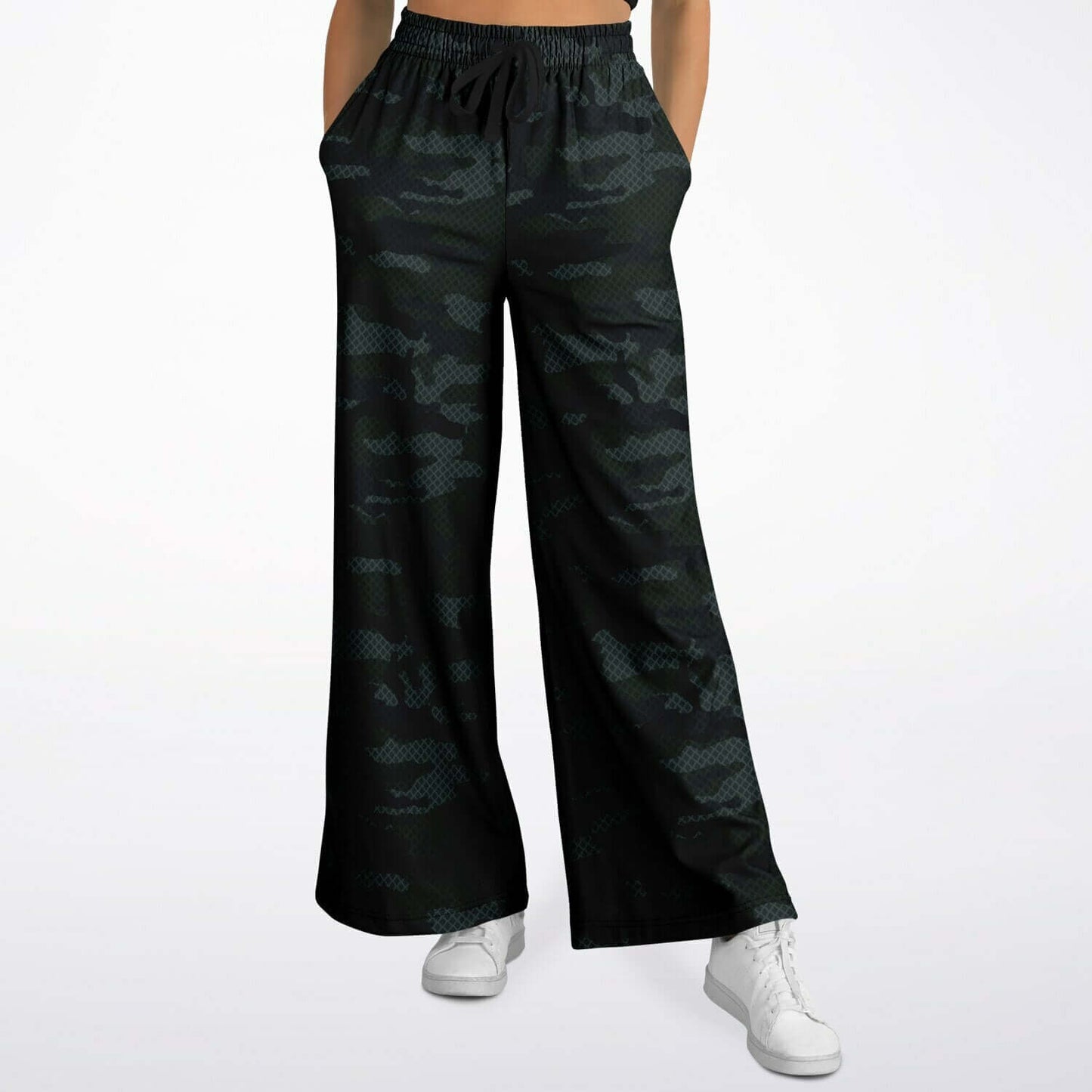 Women's Wide Leg Pants | Military Dark Green Camo