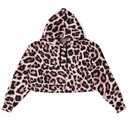 Leopard Cropped Hoodie | Black & Pippin Pattern