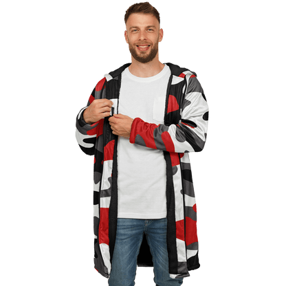 Red Black & White Camo Cloak With a Zipper